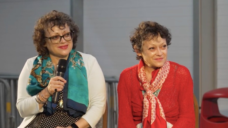 Louise and Lisa Burns speaking on a panel during 2023 Comic Con Northern Ireland in September 2023