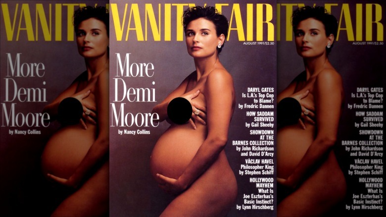 Pregnant Demi Moore on the cover of Vanity Fair in 1991