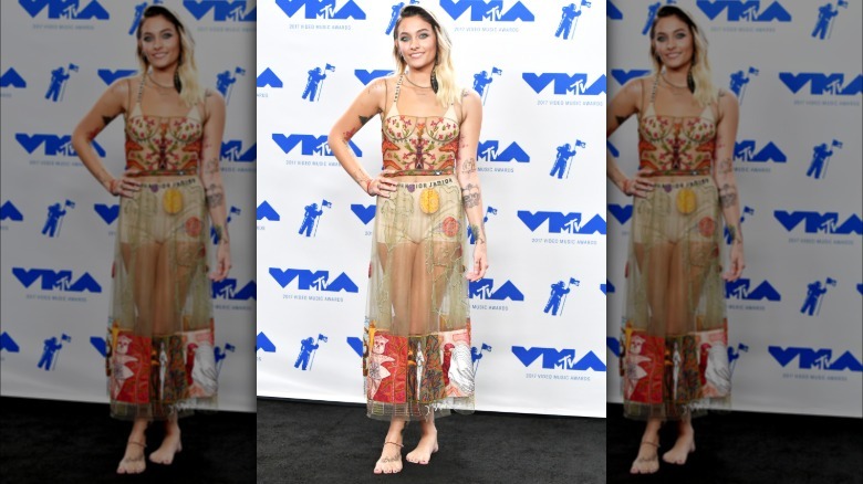 Paris Jackson wearing a sheer dress at the 2017 MTV VMAs