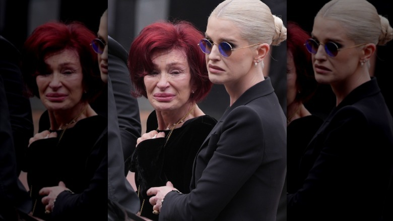 Kelly and Sharon Osbourne at Ozzy Osbourne's funeral.