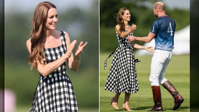Kate Middleton wearing a gingham dress
