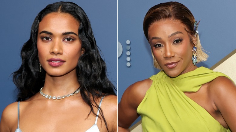 Supriya Ganesh and Tiffany Haddish wearing colorful jewelry at the 2026 Emmys