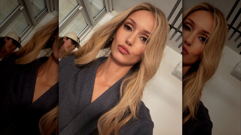 Nina Dobrev with blond hair