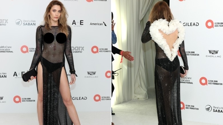 Paris Jackson wearing a sheer black outfit