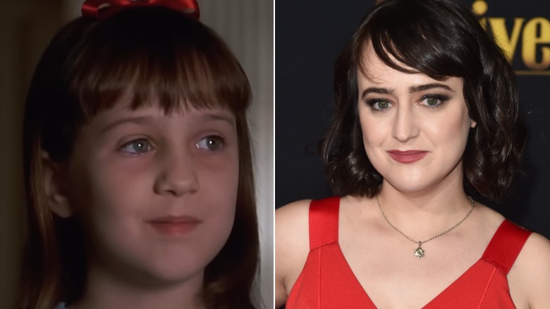Mara Wilson in Matilda with a brown bob and red bow.