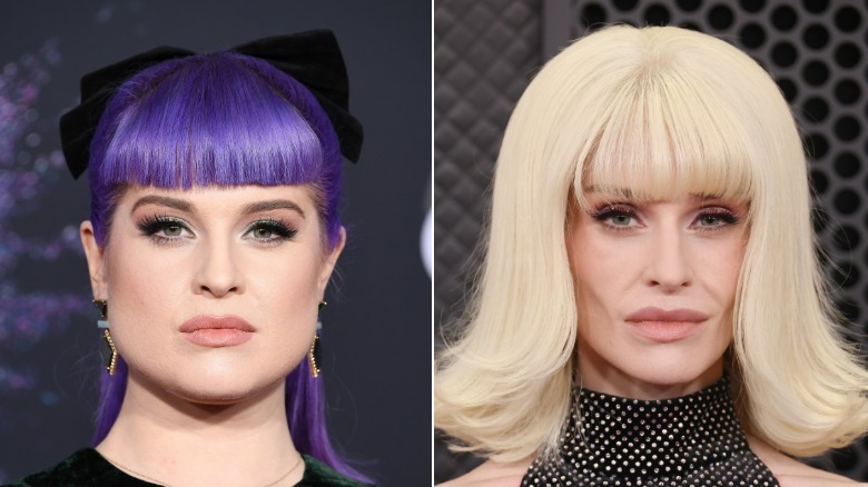 A side-by-side comparison showing how Kelly Osbourne's face changed after her weight loss