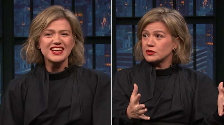 Kelly Clarkson with a short bob haircut on