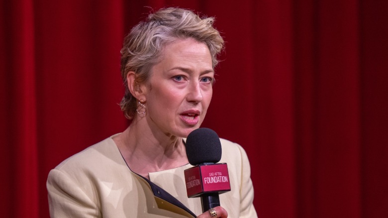 Carrie Coon with short blond and gray hair in October 2026